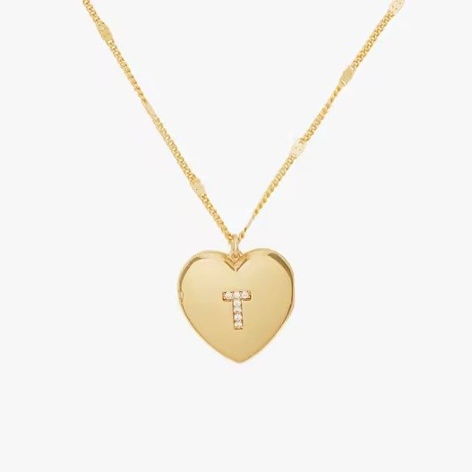 T Heart Letter Locket Necklace