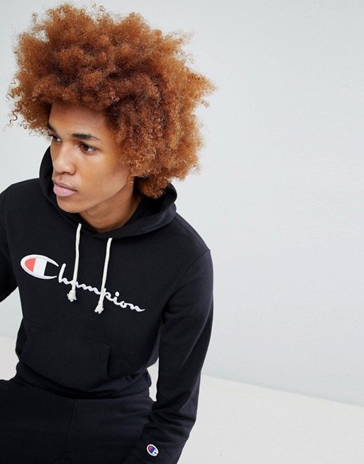 Champion Hoodie With Large Logo In Black at asos.com