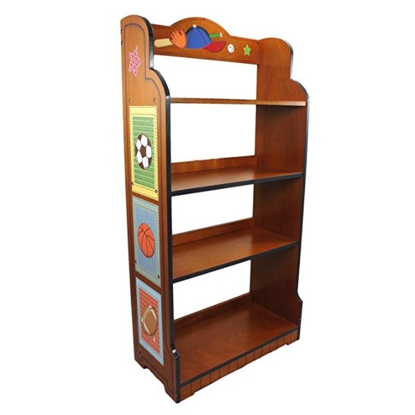 - Lil' Sports Fan Thematic Kids Wooden Bookcase with Storage | Imagination Inspiring Hand Crafted & Hand Painted Details Non-Toxic, Lead Free Water-based Paint