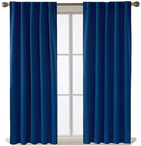 Blackout Curtains Back Tab and Rod Pocket Room Darkening Thermal Insulated Curtain Panels for Bedroom 38x63 Inch Royal Blue 2 Panels