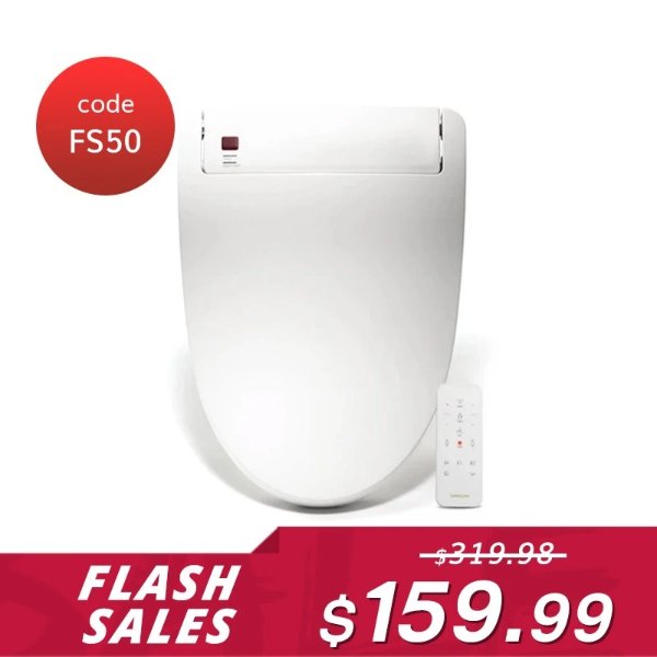 【Flash Sale】Bidet Toilet Seat with Self Cleaning Stainless Nozzle Bidet with Heated Seat and Temperature Controlled Wash, Warm Air Dryer Elongated (Use Code: FS50 for $159.99)