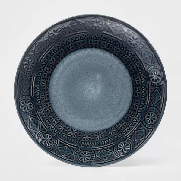8.5" Ceramic Kingfield Debossed Salad Plate Blue