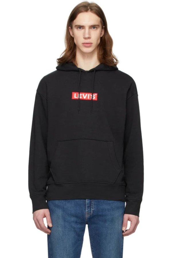 Black Graphic Pullover Hoodie
