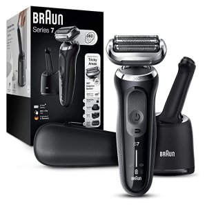 BraunElectric Razor for Men, Series 7 7085cc 360 Flex Head Electric Shaver with Beard Trimmer, Rechargeable, Wet & Dry, 4in1 SmartCare Center and Travel Case