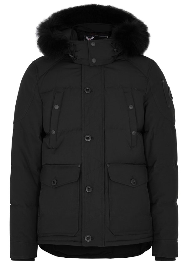 Round Island fur-trimmed quilted coat