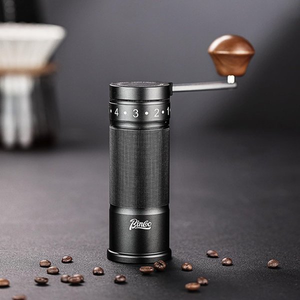 Foldable Manual Coffee Grinder with External Adjustable Setting,Coffee Bean Grinder with Portable Storage Bag,Stainless Steel Burr Grinder Suitable for Home, Office and Travel for Use (Black)