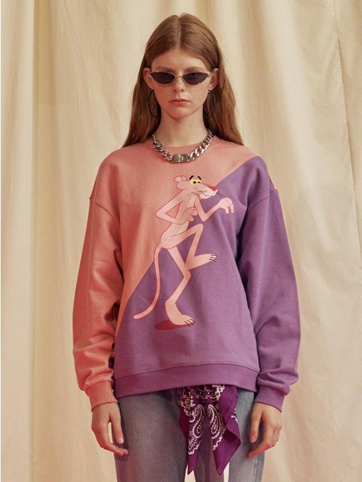 [Unisex] Pink Panther Block Sweatshirts Lavender
