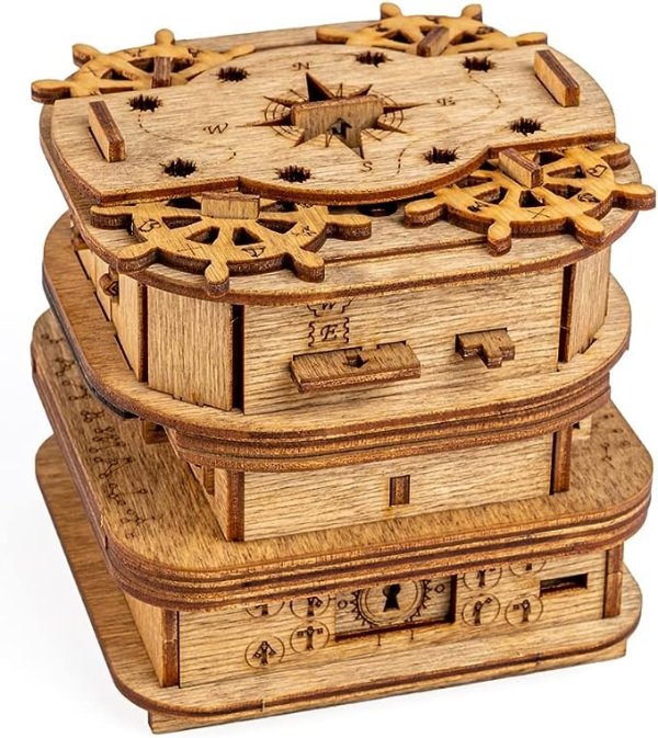 Cluebox - Davy Jones Locker - Escape Room Game - Puzzle Box - Gift Box - 3D Wooden Puzzle - Wooden Jigsaw - 3D Puzzles for Adults - Brain Teaser - Birthday Gift Gadget for Men - Money Box