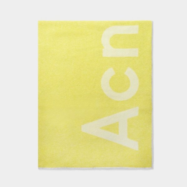 Toronty Logo Scarf in Lime Green and Fluo Yellow Wool