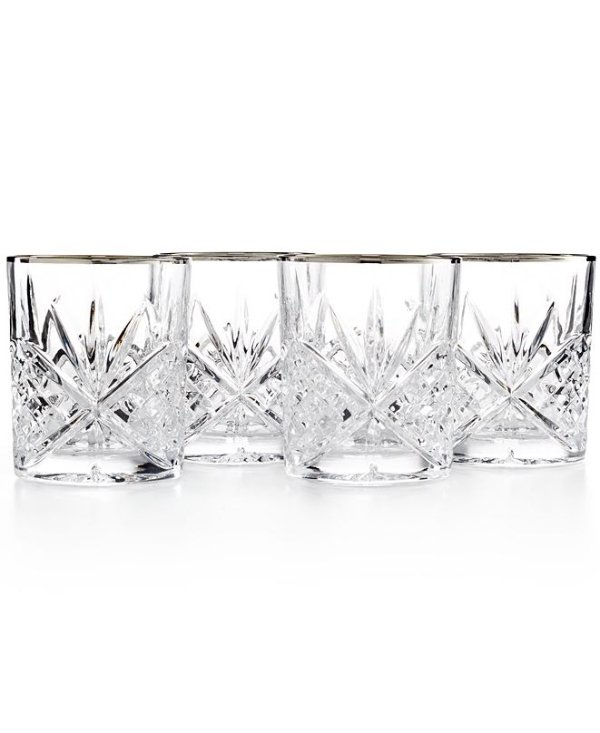 Dublin Platinum Double Old Fashioned Glasses, Set of 4
