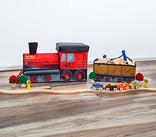 Toys Train Shaped Collapsible Toy Storage Bins Organizer for Thomas Wooden Train and Trackmaster, etc.