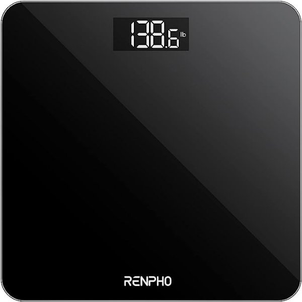 Digital Bathroom Scale, Highly Accurate Body Weight Scale with Lighted LED Display, Round Corner Design, 400 lb, Black-Core 1S