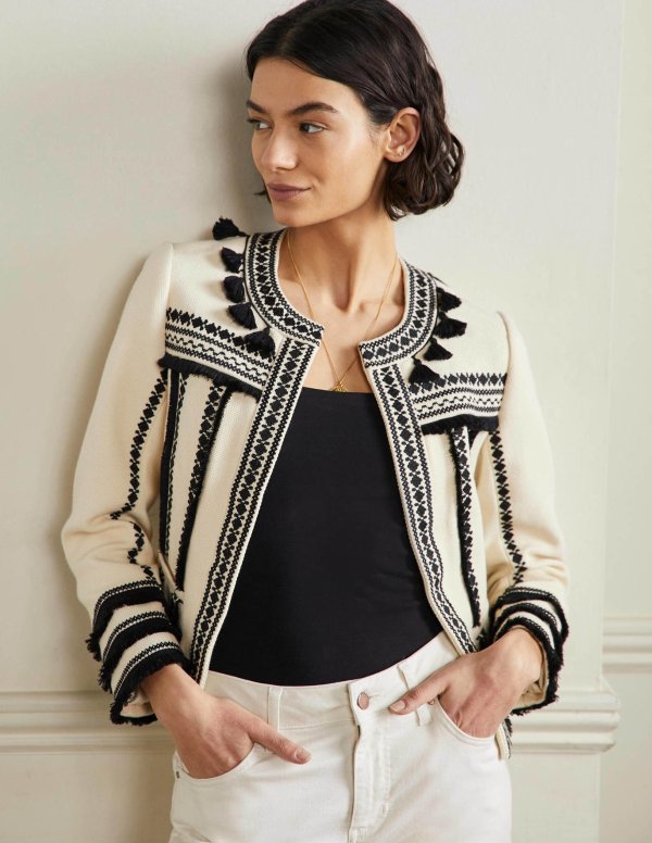 Tilda Embroidered Jacket - Natural | Boden US