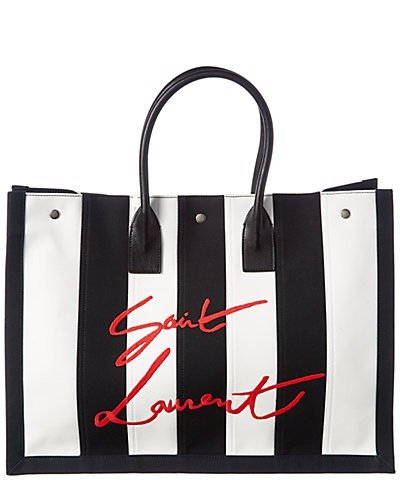 Noe Striped Canvas & Leather Tote