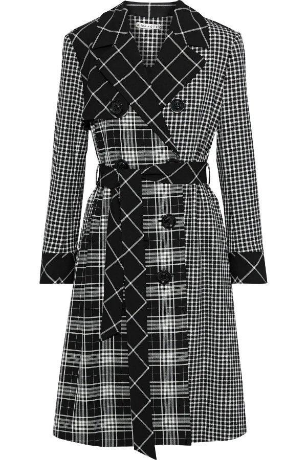 Timpson paneled checked twill trench coat