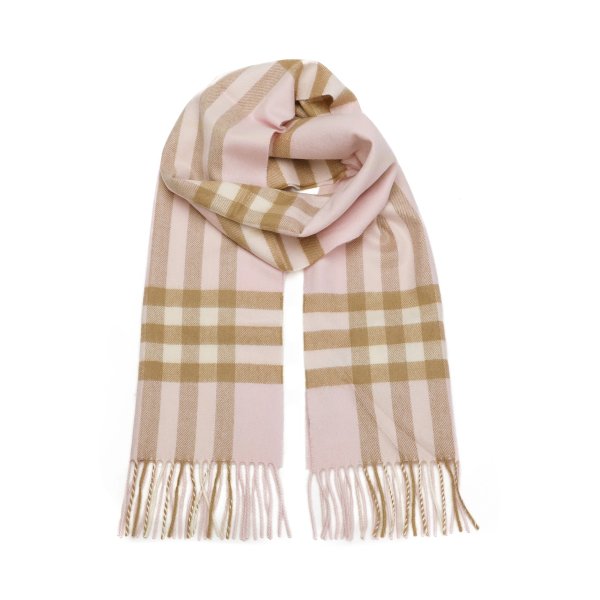 Cashmere Check Scarf in Alabaster Pink