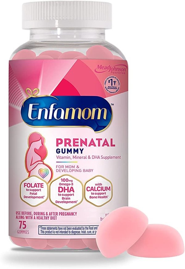 Prenatals & Baby Vitamins Enfamom Multivitamin, 75 Gummies, Supplement for Pregnant and Lactating Women from Enfamom, Omega-3 DHA + Folate + Calcium, Raspberry Lemon Flavor, Pack of 1