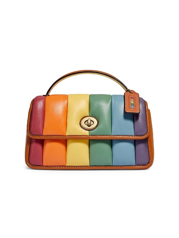 The Coach Originals Quilties Rainbow Turnlock Leather Clutch