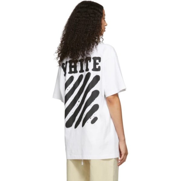 - SSENSE Exclusive White Diag Spray Paint T-Shirt