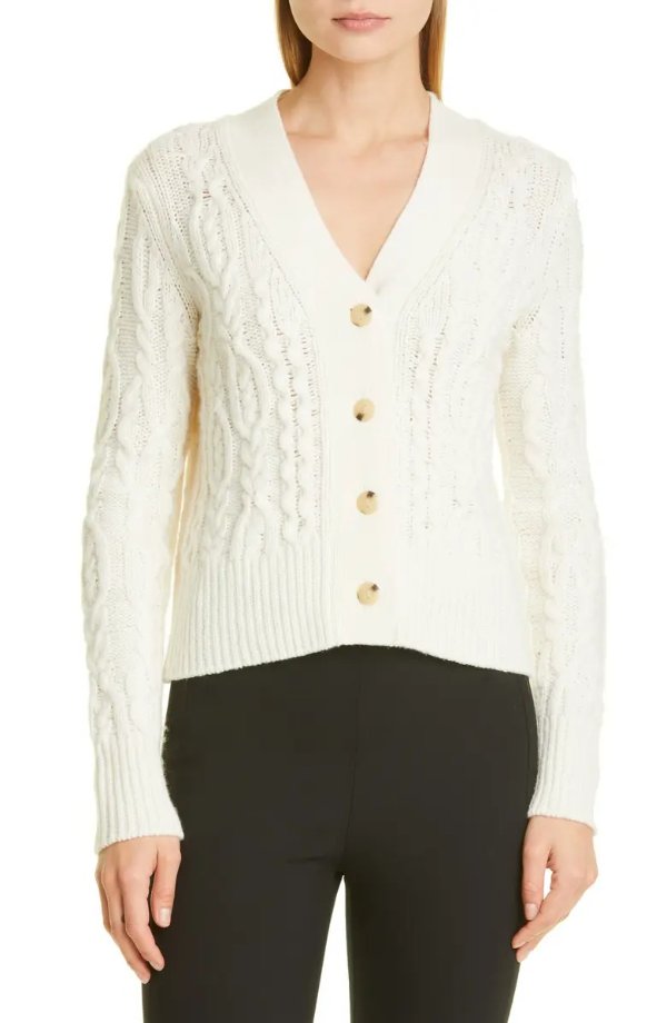 Triple Braid Cable Wool & Cashmere Cardigan