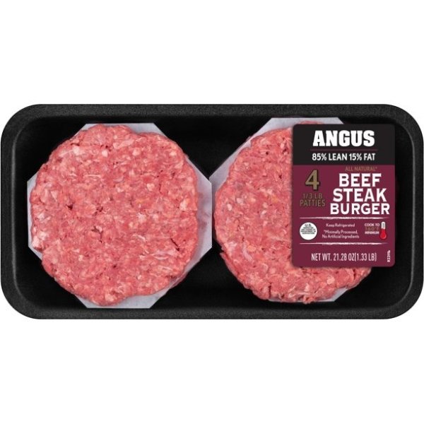 全天然安格斯碎牛肉汉堡 4个 1.33lb