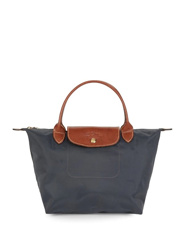 Small Leather-Trimmed Top Handle Bag