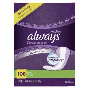 Always Xtra Protection Daily Liners, Long, 108 Count