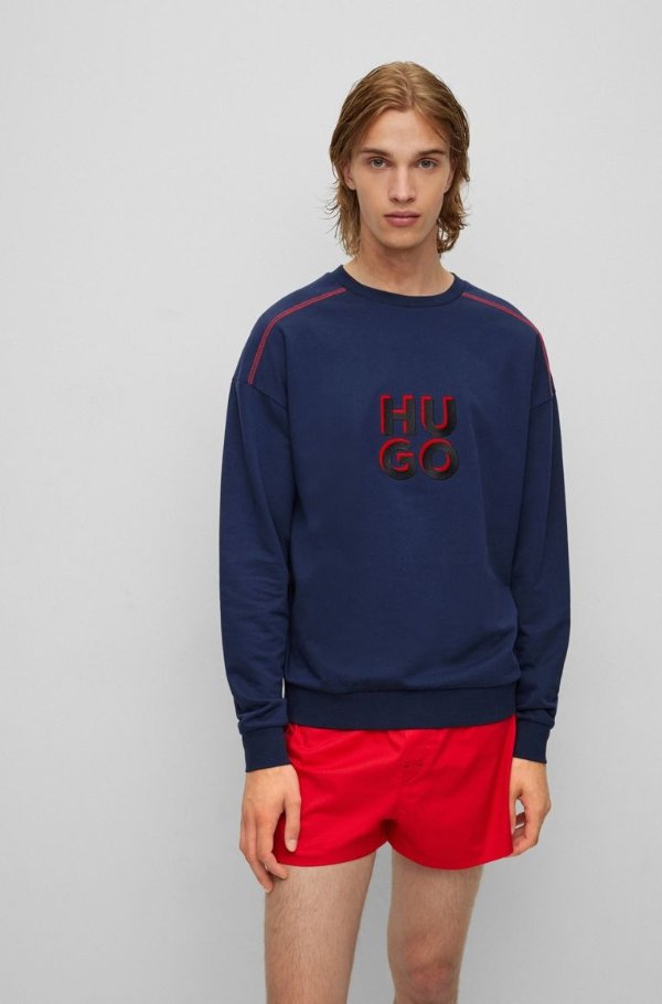 Cotton-terry loungewear sweatshirt with stacked logo