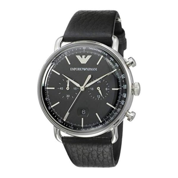 安普里奥阿玛尼 男士黑色表带计时手表