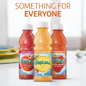 Tropicana 100% Juice 3-Flavor Fruit Blend Variety Pack, 10 Fl Oz, Bottles, (Pack of 24)