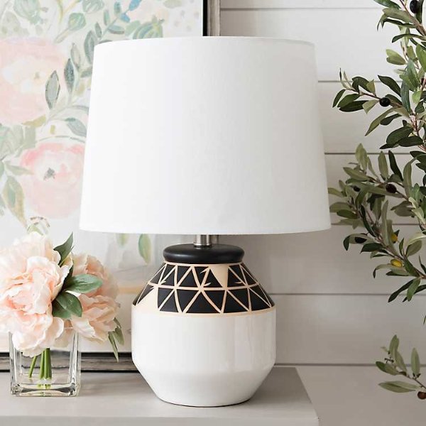 Two-Toned Tribal Ceramic Table Lamp