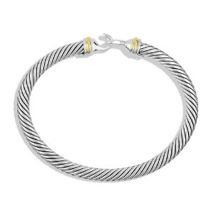 David Yurman Women's Cable Buckle Bracelet with Gold Medium Silver & Gold