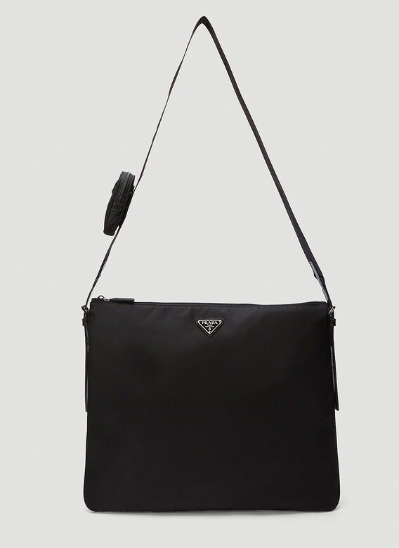 Nylon Messenger Bag in Black