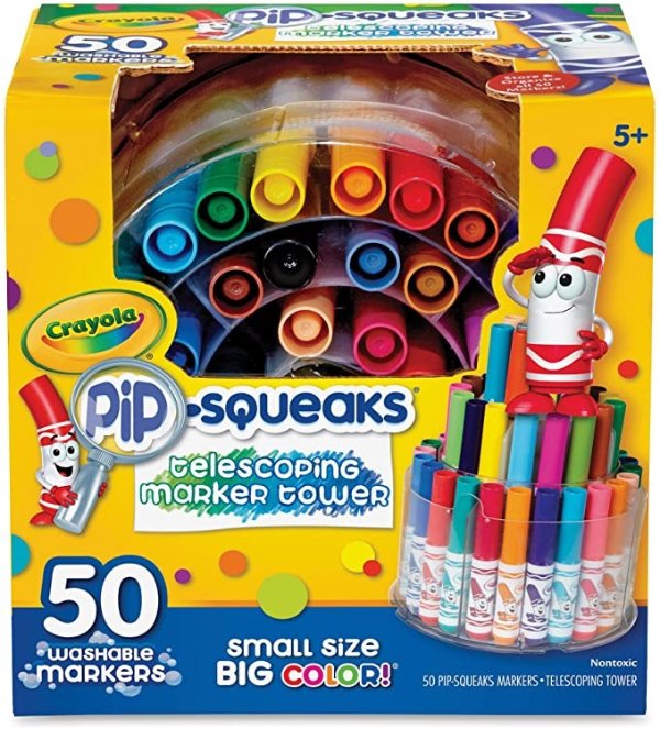 Pip Squeaks Marker Set, 50 Washable Markers, Gift for Kids