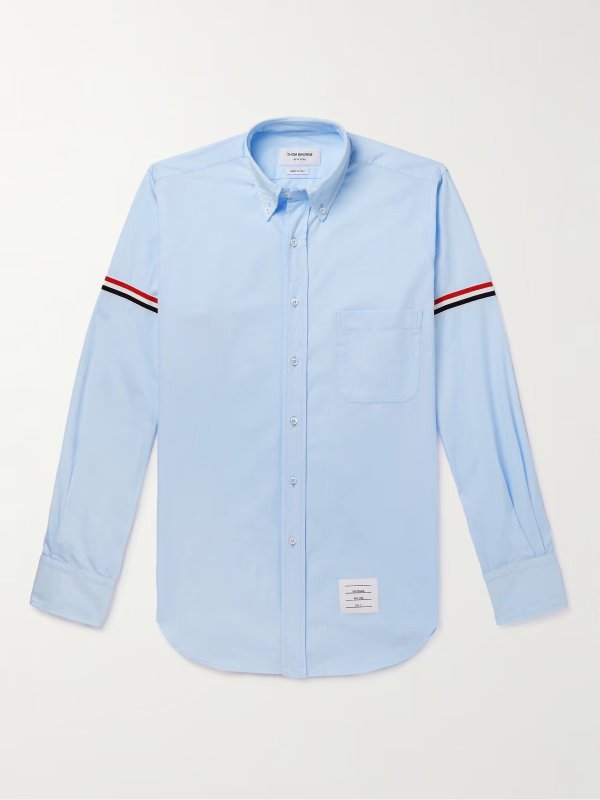 Button-Down Collar Grosgrain-Trimmed Cotton-Poplin Shirt