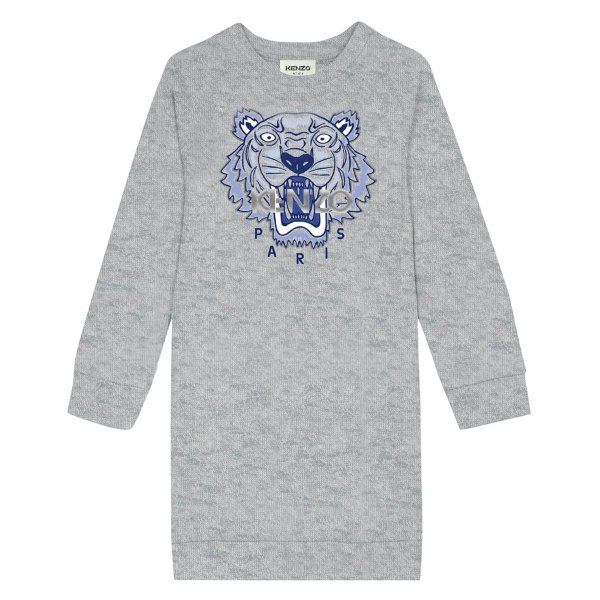 Girl's Tiger-Print Fleece Sweatshirt Dress, Size 6-12