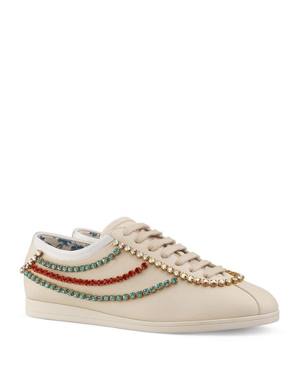 Women's Falacer Leather & Crystal Trim Sneakers