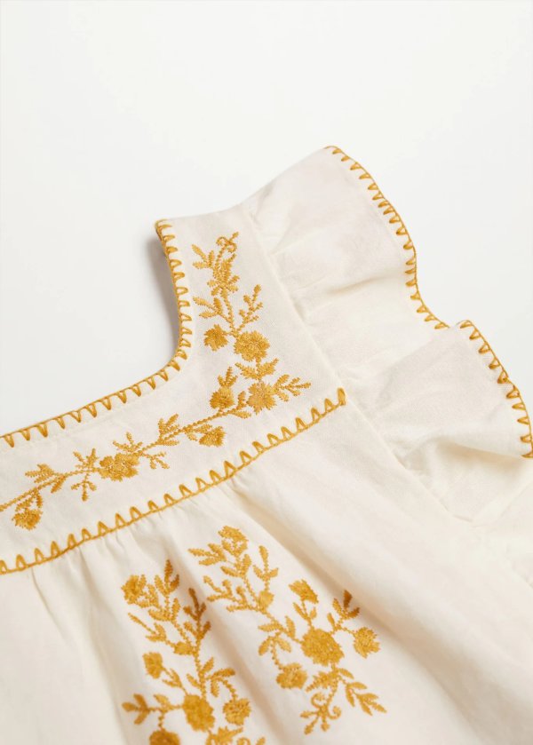 Ruffled embroidered blouse - Girls | MANGO OUTLET USA