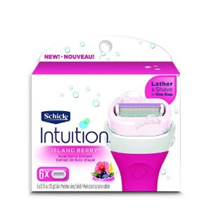 INTUITION Schick Island Women's Razor Blade Refills with Acai Berry Extract, 6 Count, Pack of 6