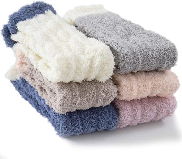 Fuzzy Socks for Women, Warm Soft Fluffy Socks Thick Cozy Plush Sock Winter Christmas Socks for Women 6 or 5 Pairs
