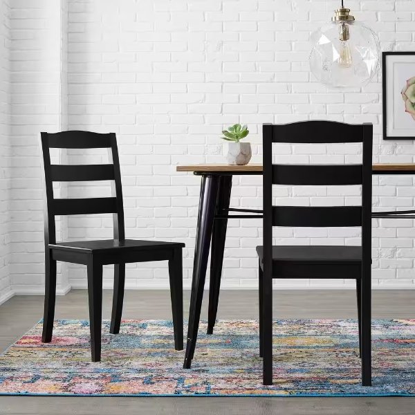 Black Wood Dining Chair with Ladder Back (Set of 2) (17.72 in. W x 36.77 in. H)