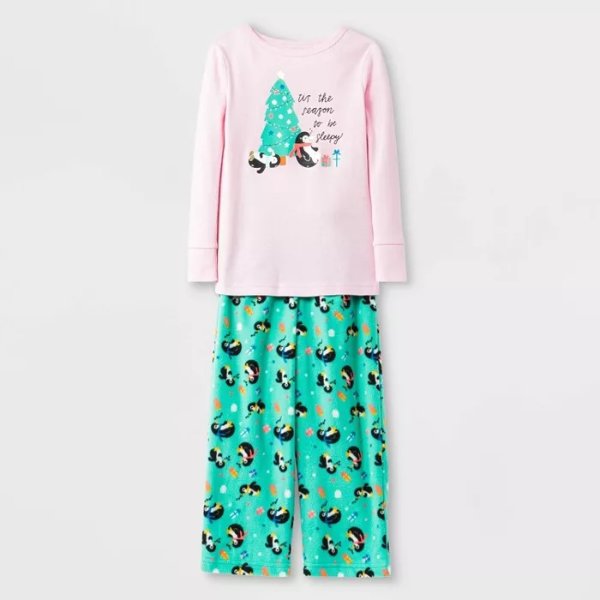 Toddler Girls' Penguin Tree Pajama Set - Cat & Jack™ Pink/Green