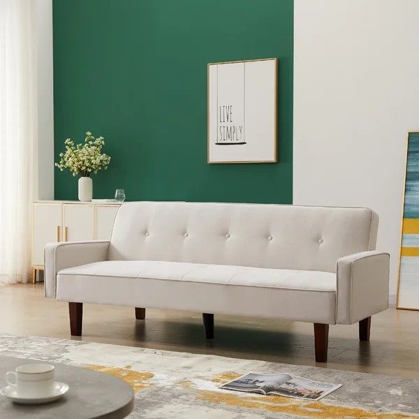 Heidimarie 74.8'' Linen Square Arm Sofa Bed