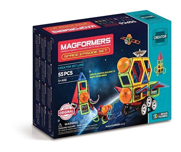 Space Episode Set (55 Piece) Magnetic Building Blocks, Educational Magnetic Tiles Kit , Magnetic Construction STEM Set