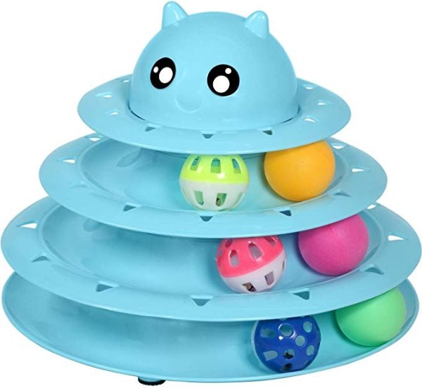 Upsky Cat Toy Roller Cat Toys 3 Level Towers Tracks Roller with Six Colorful Ball Interactive Kitten Fun Mental Physical Exercise Puzzle Toys …