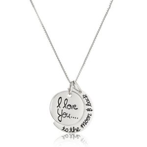Sterling Silver "I Love You To The Moon and Back" Pendant Necklace, 18"
