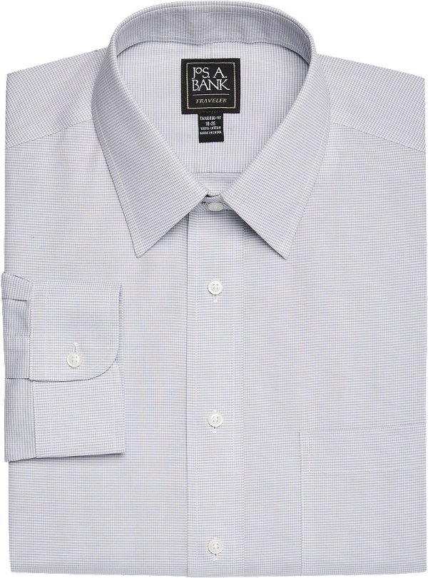 Traveler Collection Tailored Fit Point Collar Micro Check Dress Shirt CLEARANCE - All Clearance | Jos A Bank
