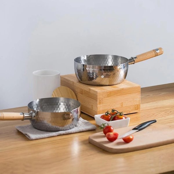 [Made In Japan] Stainless Steel 1.7QT/2.3QT Cooking Pot/Sauce Pan With Wooden Handle