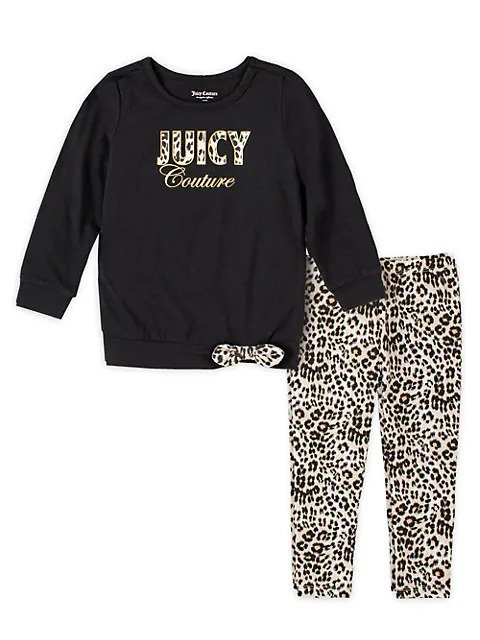 Girl's 2-Piece Leopard-Print Top & Pants Set
