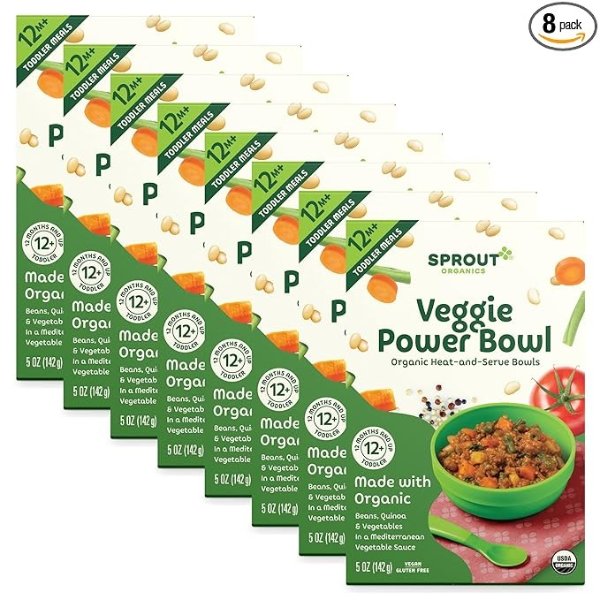 Organic Baby Food, Toddler Meals, Mediterranean Veggie Power Bowl with Beans & Quinoa, 5 Oz Bowl (8 Count)